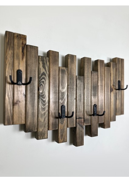 Doğal Ahşap Simetrik Masif 4 Askılı Vestiyer Portmanto Vintage Ceviz fiyatları