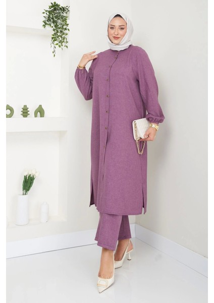 Kadın Büyük Beden Uzun Ikili Tesettür Tunik Takım