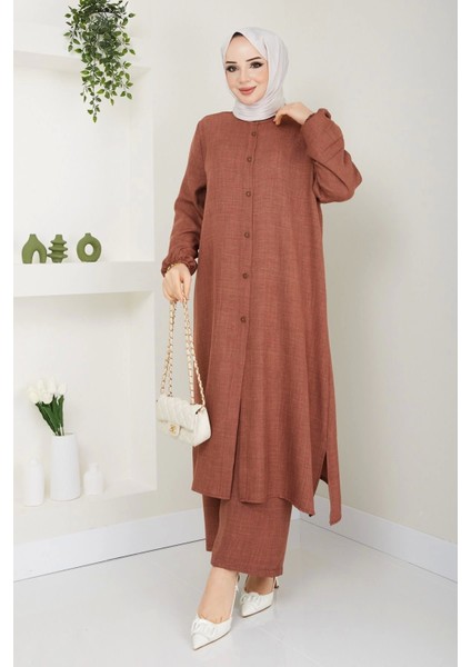 Uzun Ikili Tesettür Tunik Takım