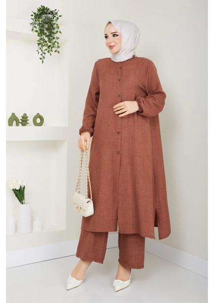 Uzun Ikili Tesettür Tunik Takım modelleri