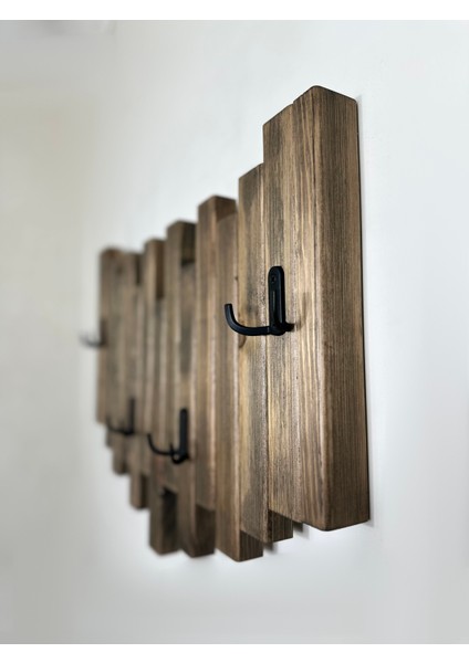 Doğal Ahşap Simetrik Masif 4 Askılı Vestiyer Portmanto Vintage Ceviz fırsatları