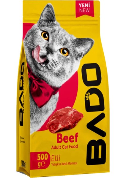 Kedi Maması Etli Yetişkin Kuru 500 gr x 3 Adet