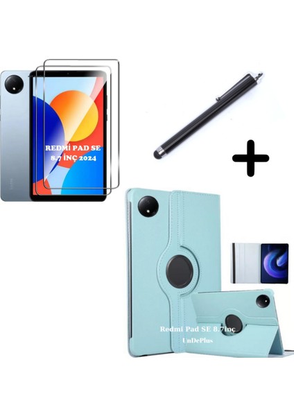 Xiaomi Redmi Pad Se 8.7inç Kılıf Dönen Tablet Kilifi Ekran Koruyucu+Kalem (Redmipad Se 11INÇ Değildir)
