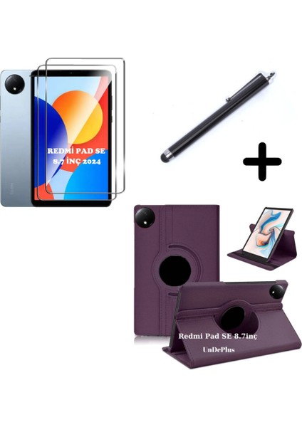 Xiaomi Redmi Pad Se 8.7inç Kılıf Dönen Tablet Kilifi Ekran Koruyucu+Kalem (Redmipad Se 11INÇ Değildir)
