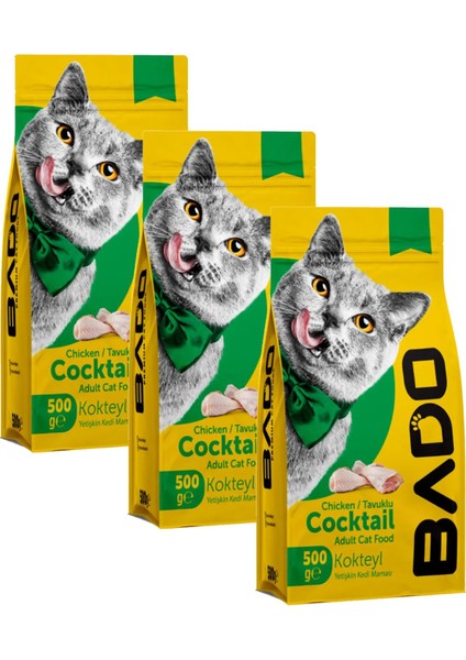 Kedi Maması Kokteyl Yetişkin Kuru 500 gr x 3 Adet