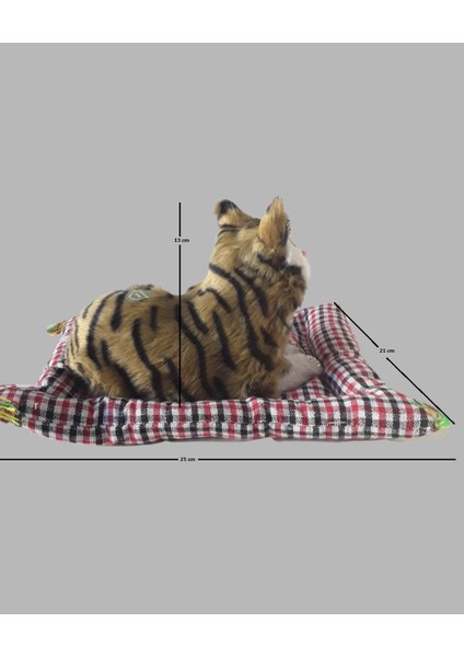 Pelüş Kedi, Minder Üzerinde, Kedi Sesli Miyavlayan Biblo Oyuncak, Hediyelik indirimleri