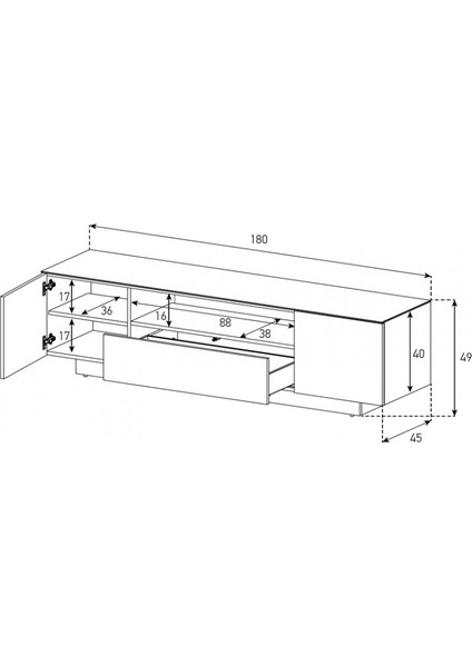 Lba 1830 Mol 180CM Tv Televizyon Sehpası 85'' Inç