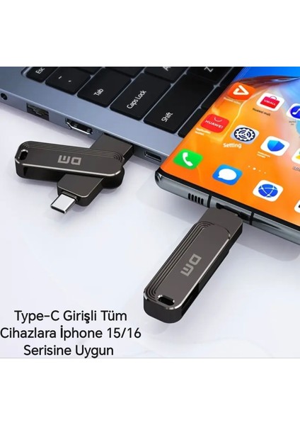 128Gb. Type-C ve Usb 3.2 Type-C Girişli Tüm Cihazlara iphone 15/16 Serisine Uyumlu Yüksek Hızlı Çift Girişli Otg