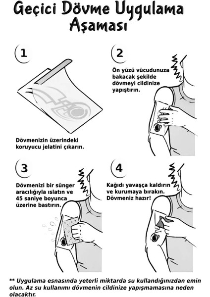 Tam Boy Kaplama Geometrik Şekiller Kaplumbağa Şekilli Geçici Dövme