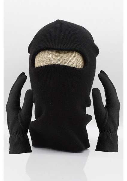 Erkek Balaclava Kayak Kar Maskesi Bere Boyunluk Polar Eldiven Set