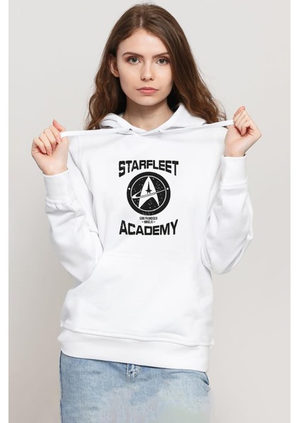Star Trek Starfleet Academy Beyaz Kadın 3ip Kapşonlu Sweatshirt