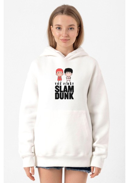 Slam Dunk First Slam Dunk Beyaz Kadın 3ip Kapşonlu Sweatshirt
