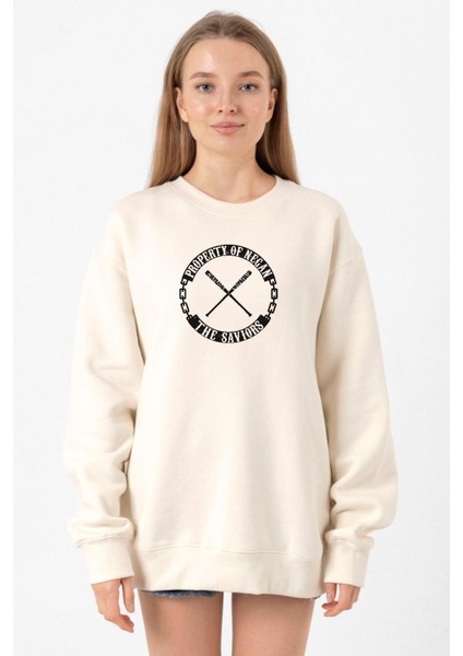 The Walking Dead Property Of Negan Ekru Kadın 2ip Sweatshirt