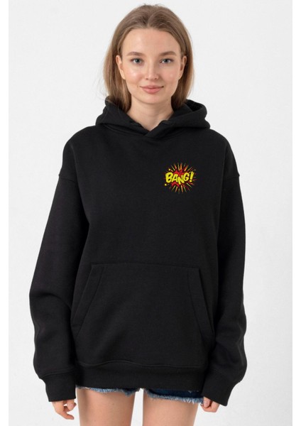 Big Bang Theory Bang Logo Siyah Kadın 3ip Kapşonlu