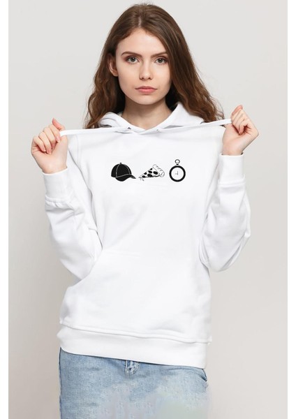 The Walking Dead Glenn Rhee Symbols Beyaz Kadın 3ip Kapşonlu Sweatshirt