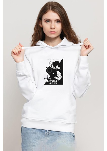 Cowboy Bebop Spike See You Space Cowboy Beyaz Kadın 3ip Kapşonlu Sweatshirt