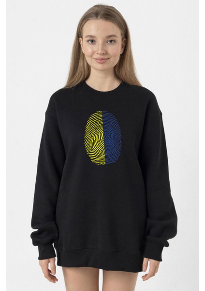 Sarı Lacivert Parmak Izi Siyah Kadın 2ip Sweatshirt