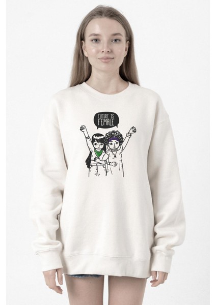 Future Is Female Beyaz Kadın 2ip Sweatshirt