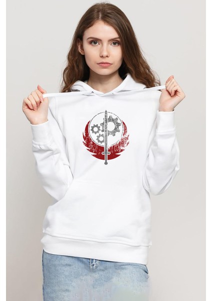 Fallout Worn Appalachian Brotherhood Beyaz Kadın 3ip Kapşonlu Sweatshirt