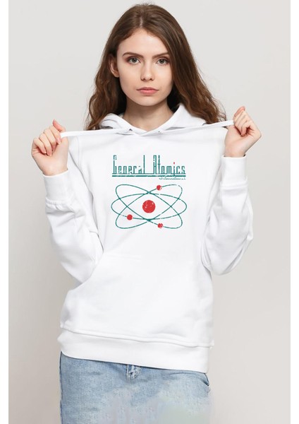 Fallout General Atomics Beyaz Kadın 3ip Kapşonlu Sweatshirt