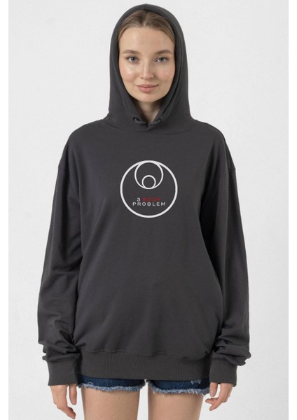 3 Body Problem Logo Füme Kadın 2ip Kapşonlu
