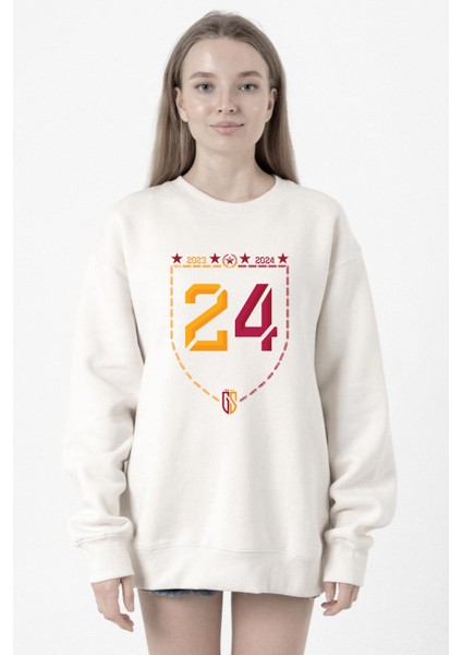 24 Şampiyonluk Beyaz Kadın 2ip Sweatshirt