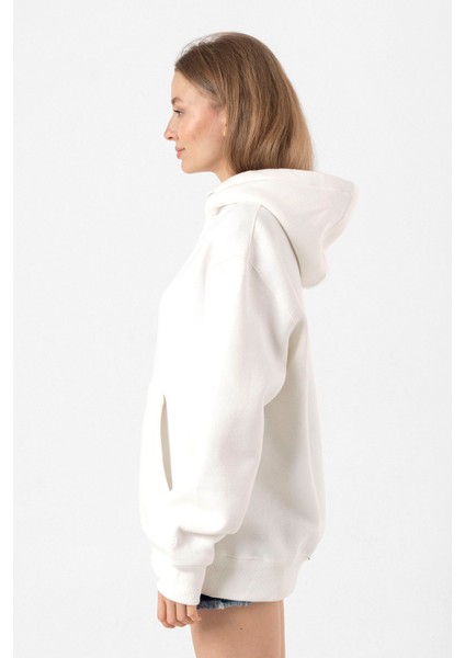 Sarı Kırmızı Parmak Izi Beyaz Kadın 3ip Kapşonlu Sweatshirt