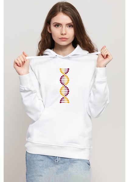 Sarı Kırmızı Dna Beyaz Kadın 3ip Kapşonlu Sweatshirt