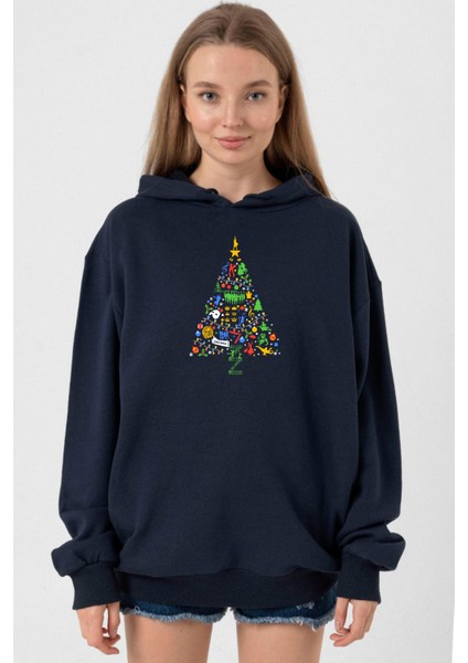 Broadway Christmas Lacivert Kadın 3ip Kapşonlu