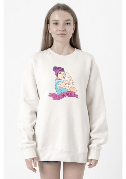 We Can Do It Beyaz Kadın 2ip Sweatshirt
