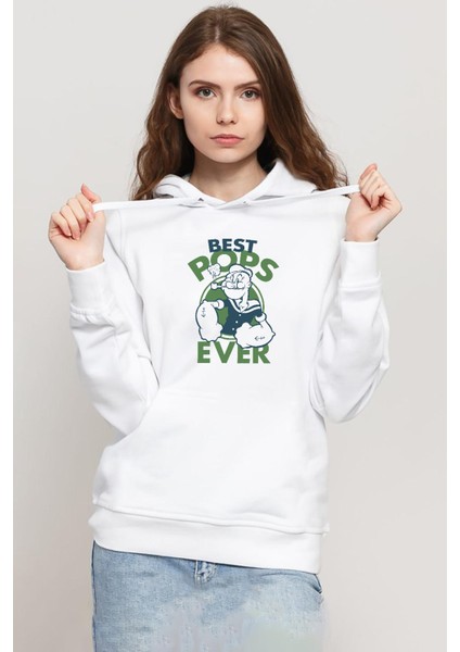 Popeye Best Pops Ever Beyaz Kadın 3ip Kapşonlu Sweatshirt