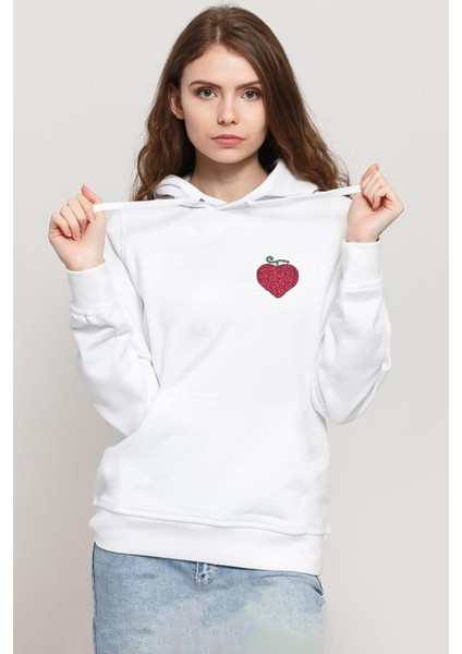 One Piece Anime Ope Ope Devil Fruit Beyaz Kadın 3ip Kapşonlu Sweatshirt