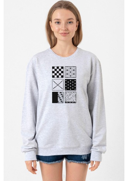 Demon Slayer Anime Patterns Grimelanj Kadın 2ip Sweatshirt