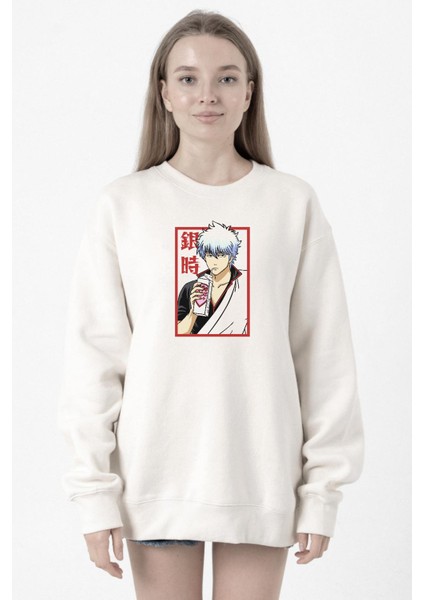 Gintama Anime Gintoki Fruit Juice Beyaz Kadın 2ip Sweatshirt
