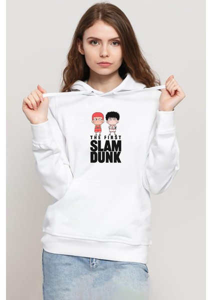 Slam Dunk First Slam Dunk Beyaz Kadın 3ip Kapşonlu Sweatshirt