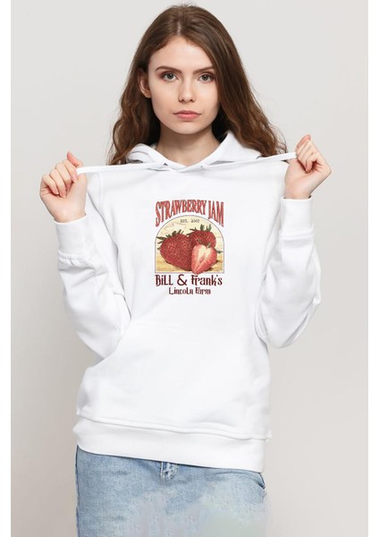 The Last Of Us Bill And Frank Strawberry Jam Beyaz Kadın 3ip Kapşonlu Sweatshirt