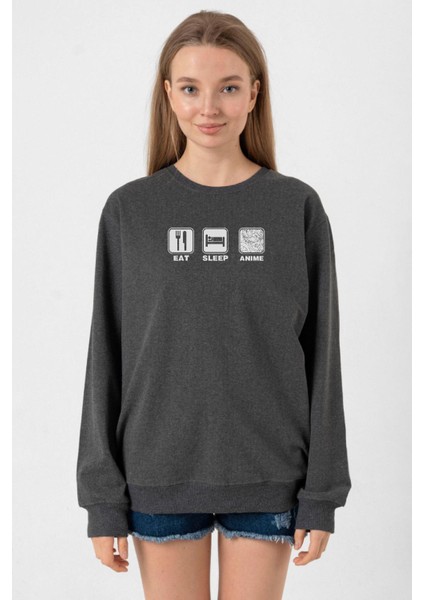 Eat Sleep Anime Füme Kadın 2ip Sweatshirt