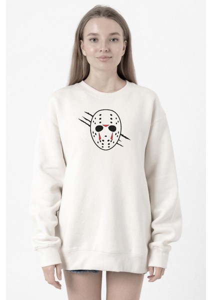 Jason Voorhees Facemask Beyaz Kadın 2ip Sweatshirt