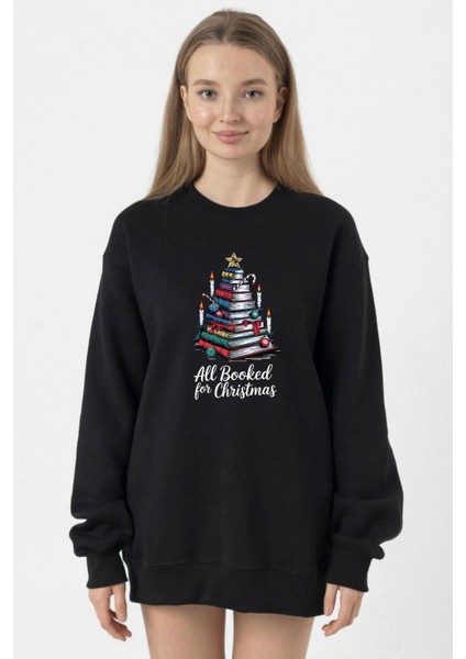 All Booked For Christmas Siyah Kadın 2ip Sweatshirt
