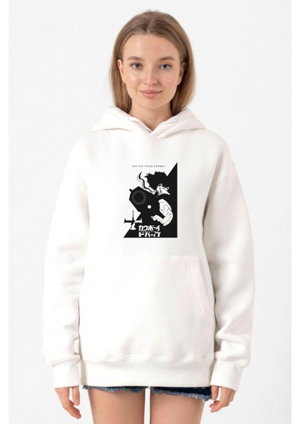 Cowboy Bebop Spike See You Space Cowboy Beyaz Kadın 3ip Kapşonlu Sweatshirt