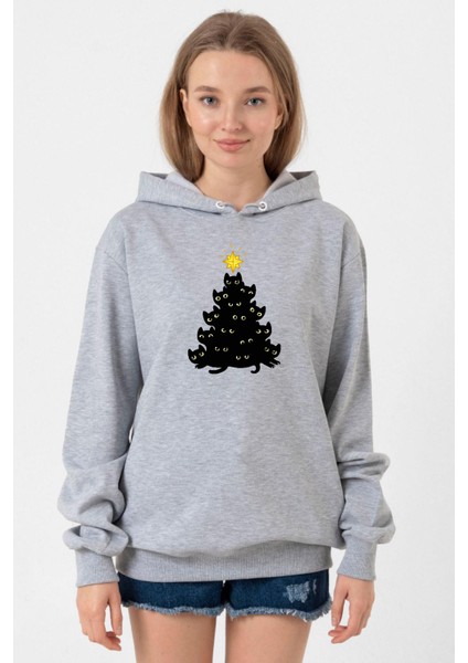 Meowy Christmas Grimelanj Kadın 3ip Kapşonlu Sweatshirt