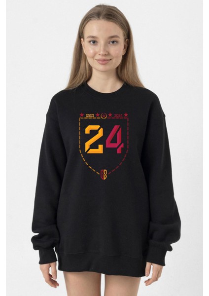 24 Şampiyonluk Siyah Kadın 2ip Sweatshirt