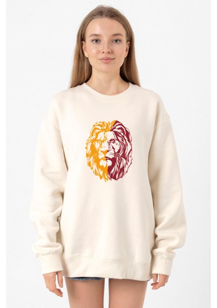 Sarı Kırmızı Aslan Ekru Kadın 2ip Sweatshirt