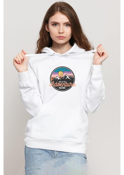 And So The Adventure Begins Beyaz Kadın 3ip Kapşonlu Sweatshirt