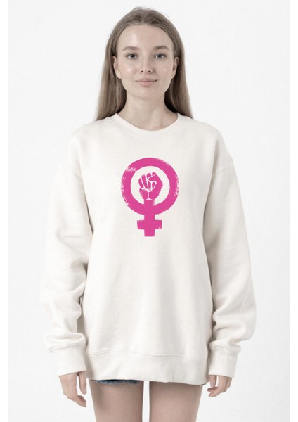 Vintage Purple Venus Symbol Hand Beyaz Kadın 2ip Sweatshirt