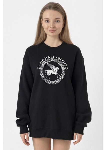 Percy Jackson Camp Half Blood Siyah Kadın 2ip Sweatshirt