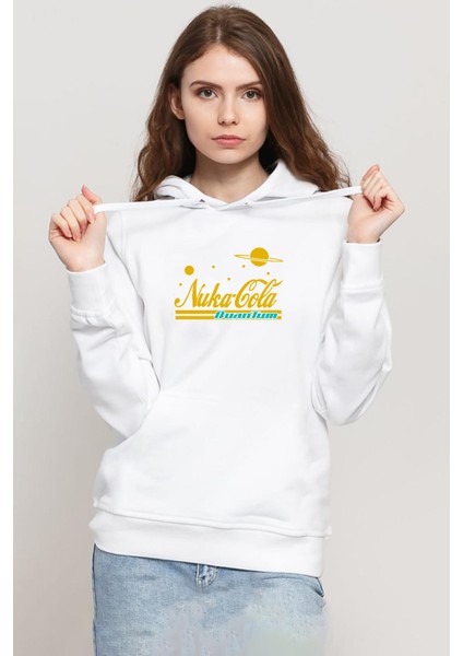 Fallout Nukacola Quantum Beyaz Kadın 3ip Kapşonlu Sweatshirt