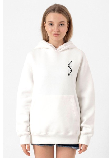 Siyah Beyaz Dna Beyaz Kadın 3ip Kapşonlu Sweatshirt
