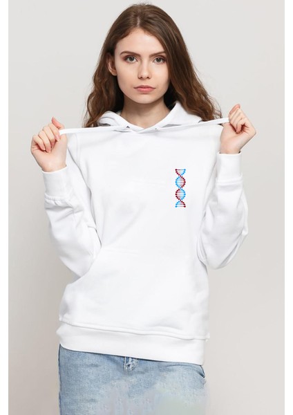 Bordo Mavi Dna Beyaz Kadın 3ip Kapşonlu Sweatshirt