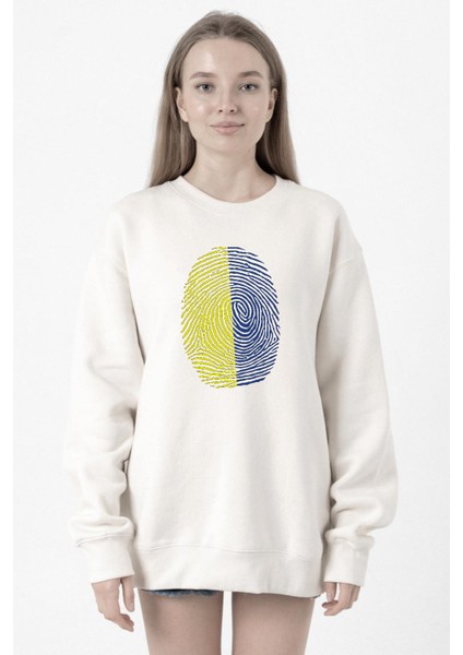 Sarı Lacivert Parmak Izi Beyaz Kadın 2ip Sweatshirt